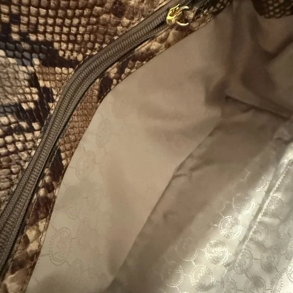 Michael Kors Tan Snake Print Satchel - Picture 8 of 11